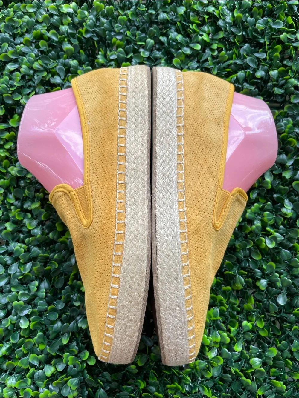 Womens Slip-On Espadrille Sandals in Mustard Yellow